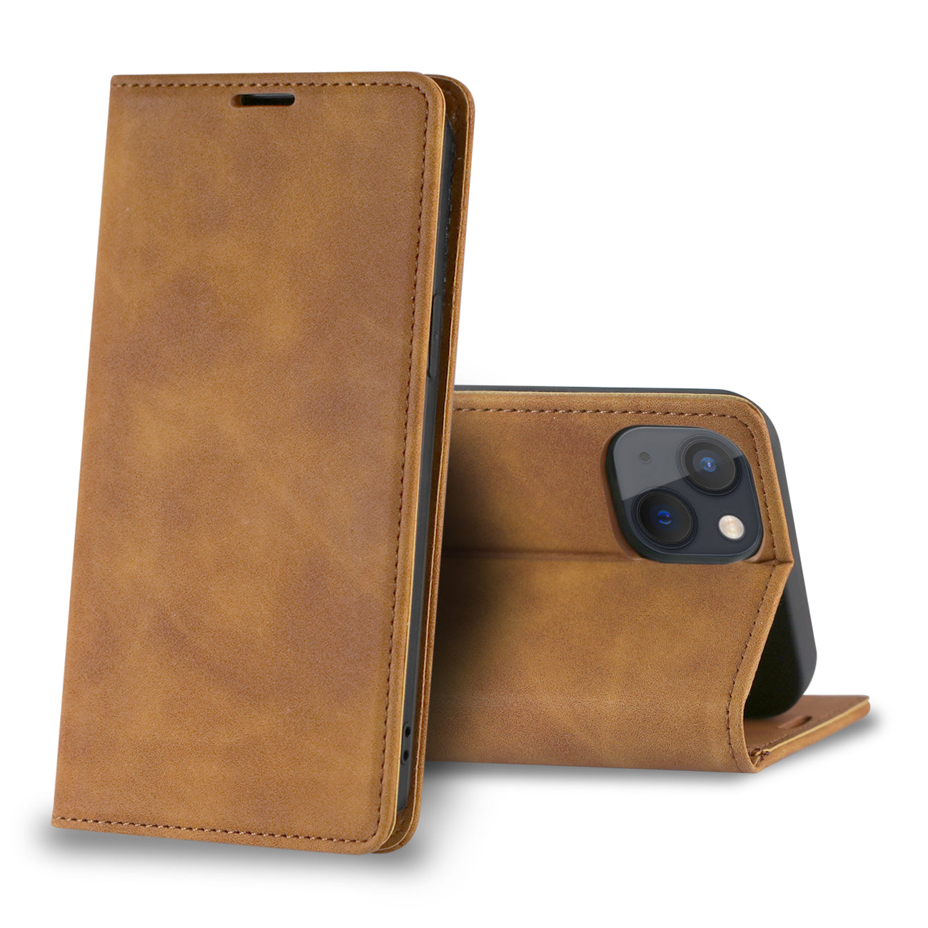 Magnetic wallet Leather phone case For Apple iPhone 13 Mini (Brown) (FC34-IPH13MINIBR)